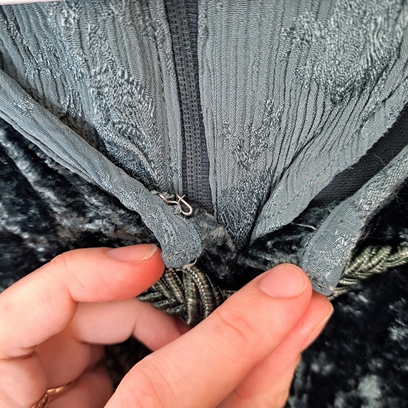 BILA Blue Crushed Velvet Whimsygoth 90s Long Sleeve Cardigan Maxi Dress Large - Picture 5 of 6